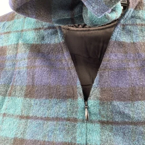 Tuckernuck Women's Blackwatch Plaid Faye Blouse Top Ruffle Collar Career Wool M